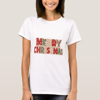 Kerstmis Patchwork Lettering Design T-shirt