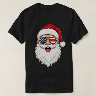 Kerstmis Patriottische Kerstman Met Vlag Aviator Z T-shirt