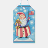 Kerstmis, patriottische kerstman met vlag cadeaulabel (Voorkant)