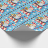 Kerstmis, patriottische kerstman met vlag cadeaupapier (Hoek)