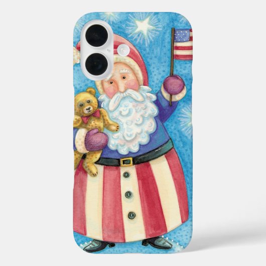 Kerstmis, patriottische kerstman met vlag Case-Mate iPhone case (Achterkant)