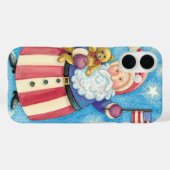 Kerstmis, patriottische kerstman met vlag Case-Mate iPhone case (Achterkant (horizontaal))