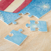 Kerstmis, patriottische kerstman met vlag legpuzzel (Zijkant)