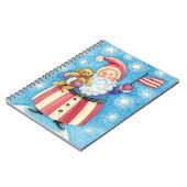 Kerstmis, patriottische kerstman met vlag notitieboek (Linkerzijde)