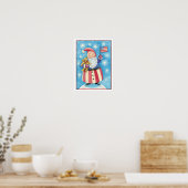 Kerstmis, patriottische kerstman met vlag poster (Keuken)
