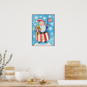 Kerstmis, patriottische kerstman met vlag poster (Keuken)
