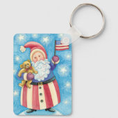 Kerstmis, patriottische kerstman met vlag sleutelhanger (Achterkant)
