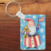 Kerstmis, patriottische kerstman met vlag sleutelhanger (Voorkant)