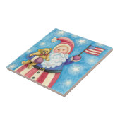 Kerstmis, patriottische kerstman met vlag tegeltje (Zijkant)