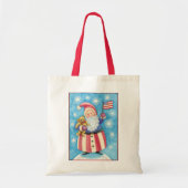 Kerstmis, patriottische kerstman met vlag tote bag (Voorkant)