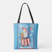 Kerstmis, patriottische kerstman met vlag tote bag (Achterkant)