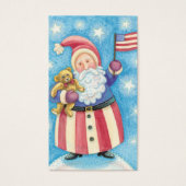 Kerstmis, patriottische kerstman met vlag visitekaartje (Voorkant)