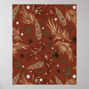 Kerstmis patroon, dennen sneeuw 8 poster