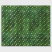 Kerstmis - Patroon Groen goud Cadeaupapier (Vlak)