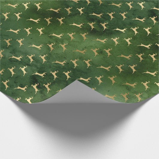 Kerstmis - Patroon Groen goud Cadeaupapier (Hoek)