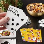 Kerstmis patroon met cadeaus en sterren pokerkaarten (Insitu)