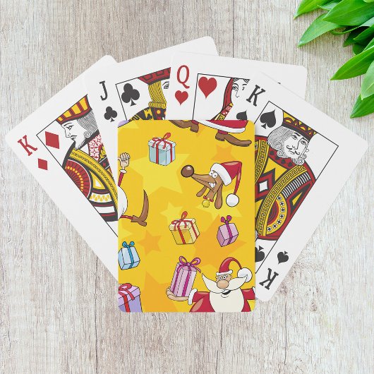 Kerstmis patroon met cadeaus en sterren pokerkaarten