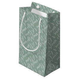 Kerstmis Patroon Salie Groen Klein Cadeauzakje