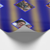 Kerstmis - Patroongoud & blauwe 8 foto's Cadeaupapier (Hoek)