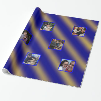 Kerstmis - Patroongoud & blauwe 8 foto's Cadeaupapier