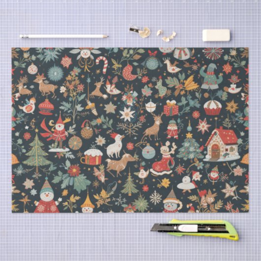 Kerstmis 🎄 Patroonontwerp op weefselpapier Tissuepapier (Craft)