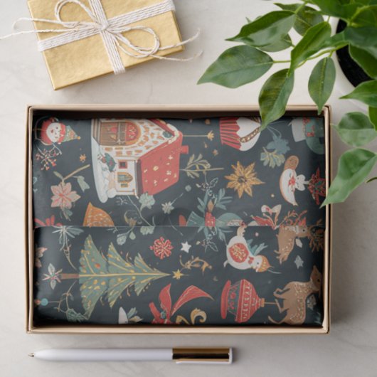 Kerstmis 🎄 Patroonontwerp op weefselpapier Tissuepapier (Geschenk)