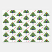 Kerstmis Pauw Inpakpapier Plat Vel Set van 3 (Voorkant 2)