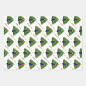 Kerstmis Pauw Inpakpapier Plat Vel Set van 3 (Voorkant)
