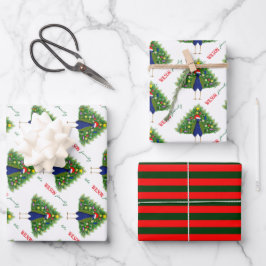 Kerstmis Pauw Inpakpapier Plat Vel Set van 3