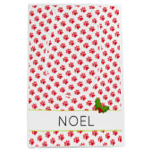 Kerstmis Paw Prints Holly Naam Vakantie Plezier Medium Cadeauzakje (Voorkant)