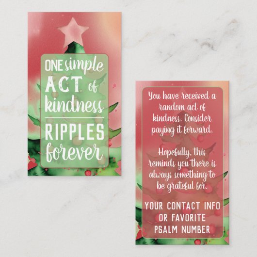 Kerstmis 'Pay it Forward' willekeurige daad van vr Visitekaartje (Voorkant / Achterkant)
