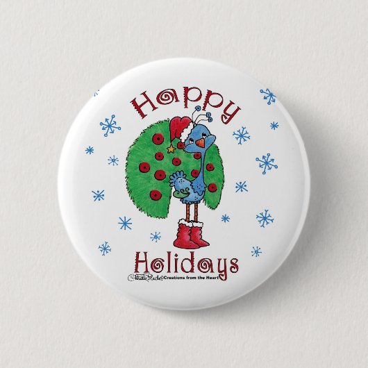 Kerstmis Peacock Ronde Button 5,7 Cm (Voorkant)