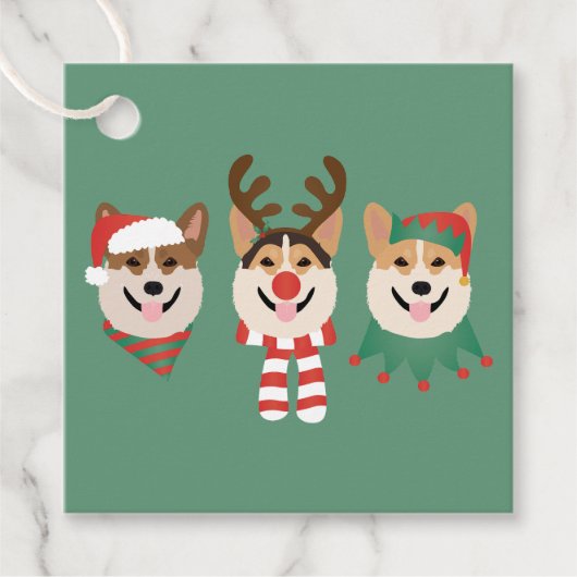 Kerstmis Pembroke Welsh Corgi Honden Bedankjes Labels (Voorkant)