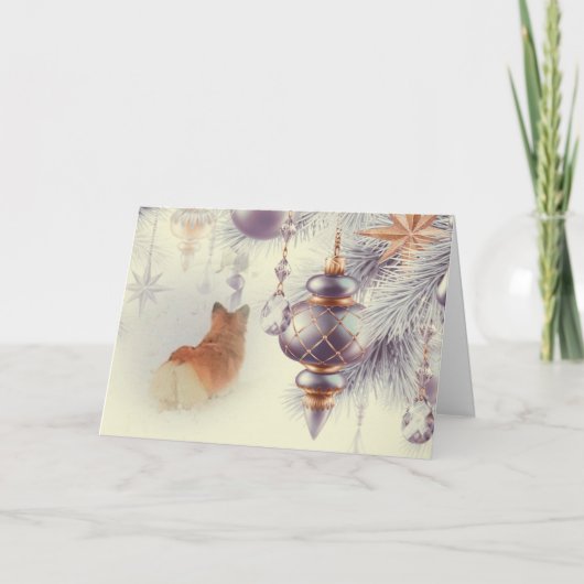 Kerstmis Pembroke Welsh Corgi in de Sneeuw Feestdagen Kaart (Voorkant)