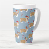 Kerstmis Pembroke Welsh Corgi Latte Mok (Rechterhoek)