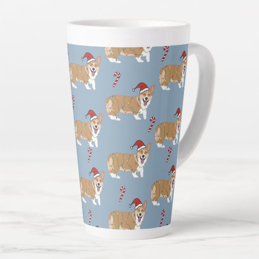 Kerstmis Pembroke Welsh Corgi Latte Mok (Rechterhoek)