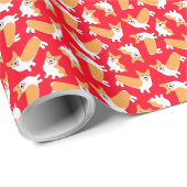 Kerstmis Pembroke Welsh Corgi Puppy Pattern Cadeaupapier (Rol Hoek)