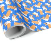 Kerstmis Pembroke Welsh Corgi Puppy Pattern Cadeaupapier (Rol Hoek)