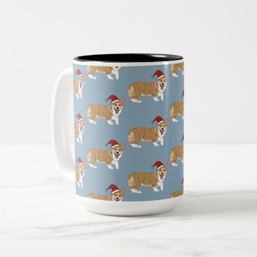 Kerstmis Pembroke Welsh Corgi Tweekleurige Koffiemok (Voorkant links)