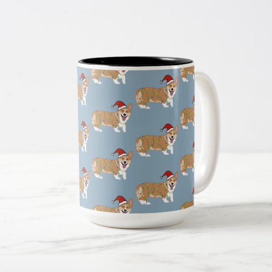 Kerstmis Pembroke Welsh Corgi Tweekleurige Koffiemok (Voorkant rechts)