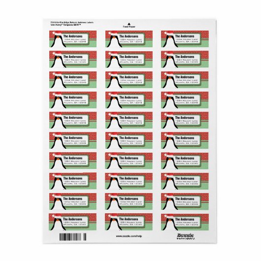 Kerstmis Penguin Chevron Pattern Return Address Etiket (Full Sheet)