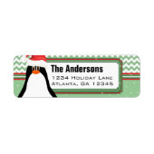 Kerstmis Penguin Chevron Pattern Return Address Etiket (Voorkant)