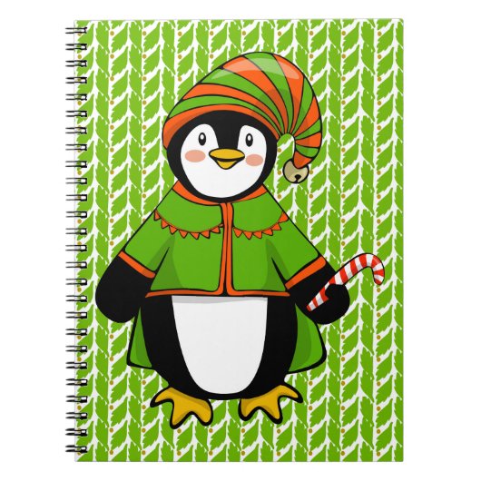 Kerstmis Penguin Elf Notitieboek (Voorkant)