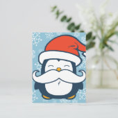 Kerstmis Penguin Mustache Trend Feestdagenkaart (Staand voorkant)