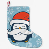 Kerstmis Penguin Mustache Trend Kleine Kerstsok (Voorkant)