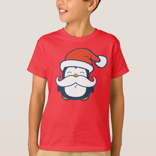 Kerstmis Penguin Mustache Trend T-shirt (Voorkant)