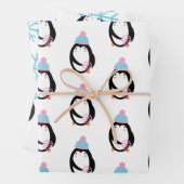 Kerstmis Penguin Snowflakes Whimsical Inpakpapier Vel (In situ)