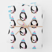 Kerstmis Penguin Snowflakes Whimsical Inpakpapier Vel (In situ)