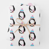 Kerstmis Penguin Snowflakes Whimsical Inpakpapier Vel (In situ)