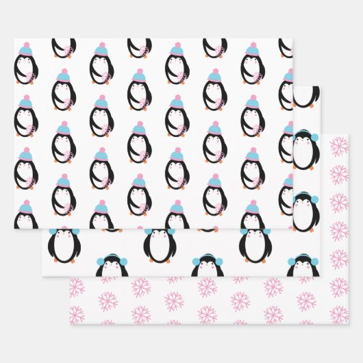 Kerstmis Penguin Snowflakes Whimsical Inpakpapier Vel (Set)
